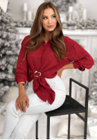 Błyszcząca Košile z wiązaniem Text Me Never červená