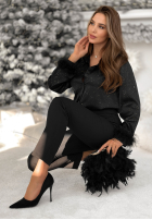 Błyszcząca Košile z futerkiem Shine Forever černá