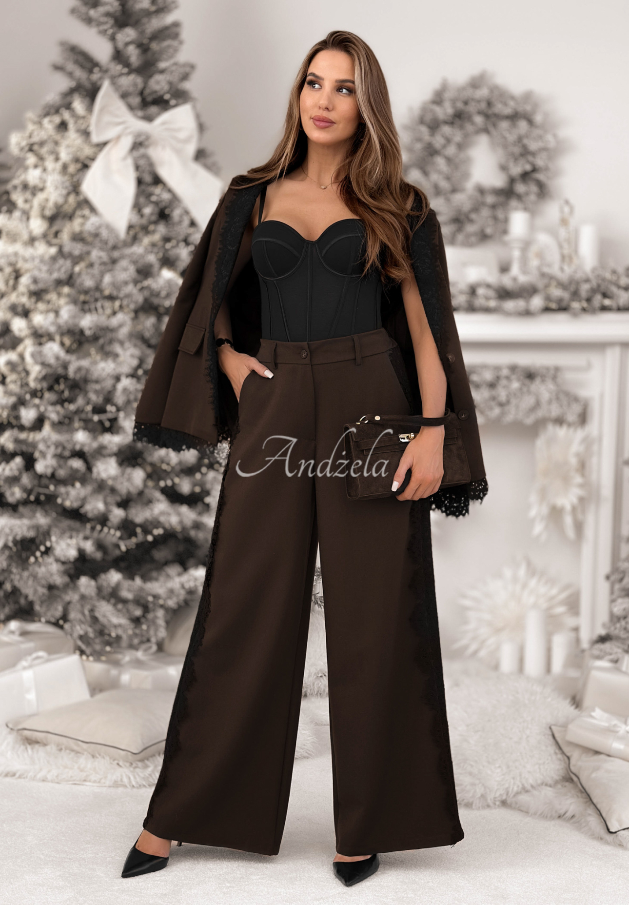 Sako s krajkou a viskózou Grace Moment čokoládová