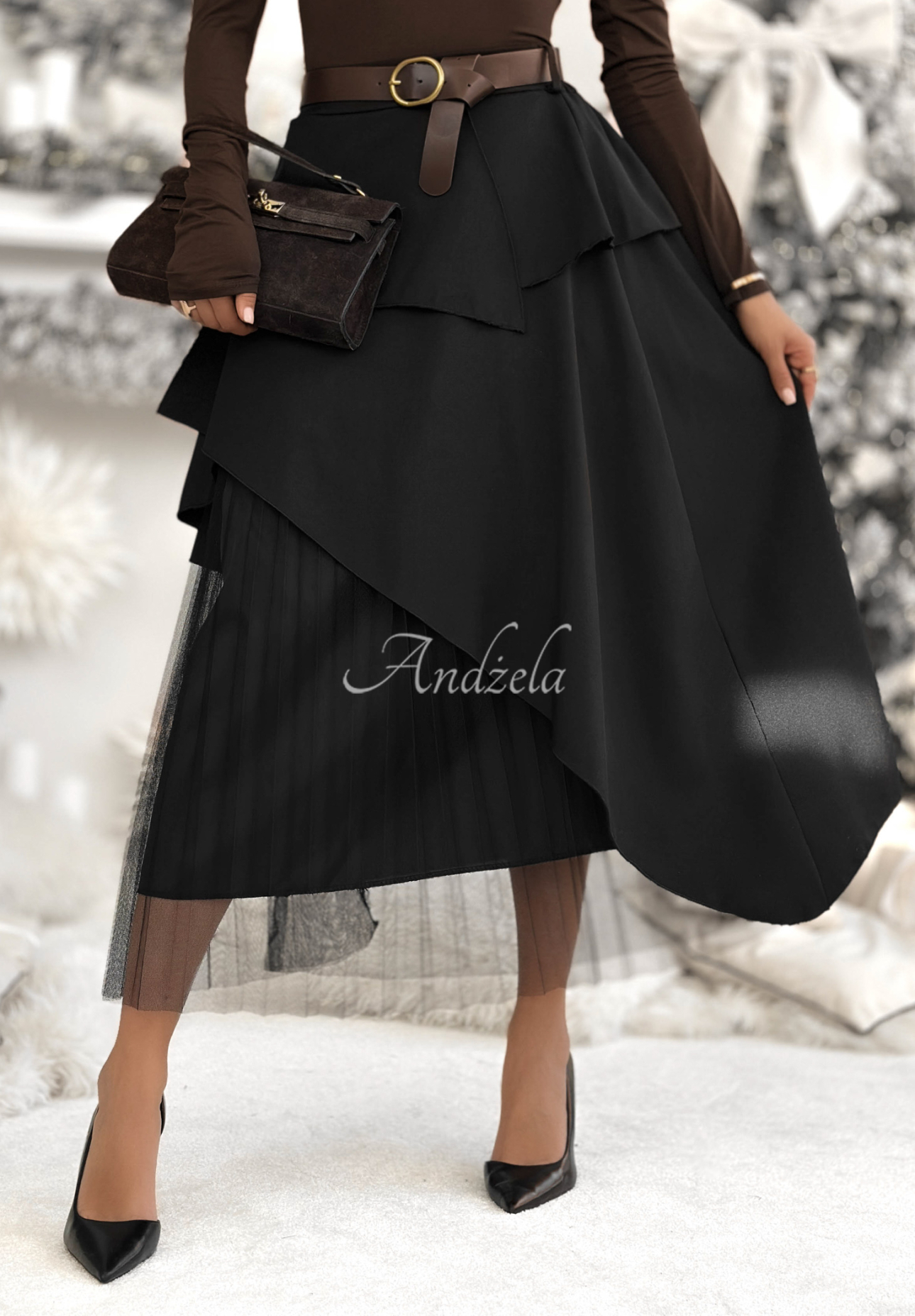 Plisovaná sukně s páskem Change You Wish černá