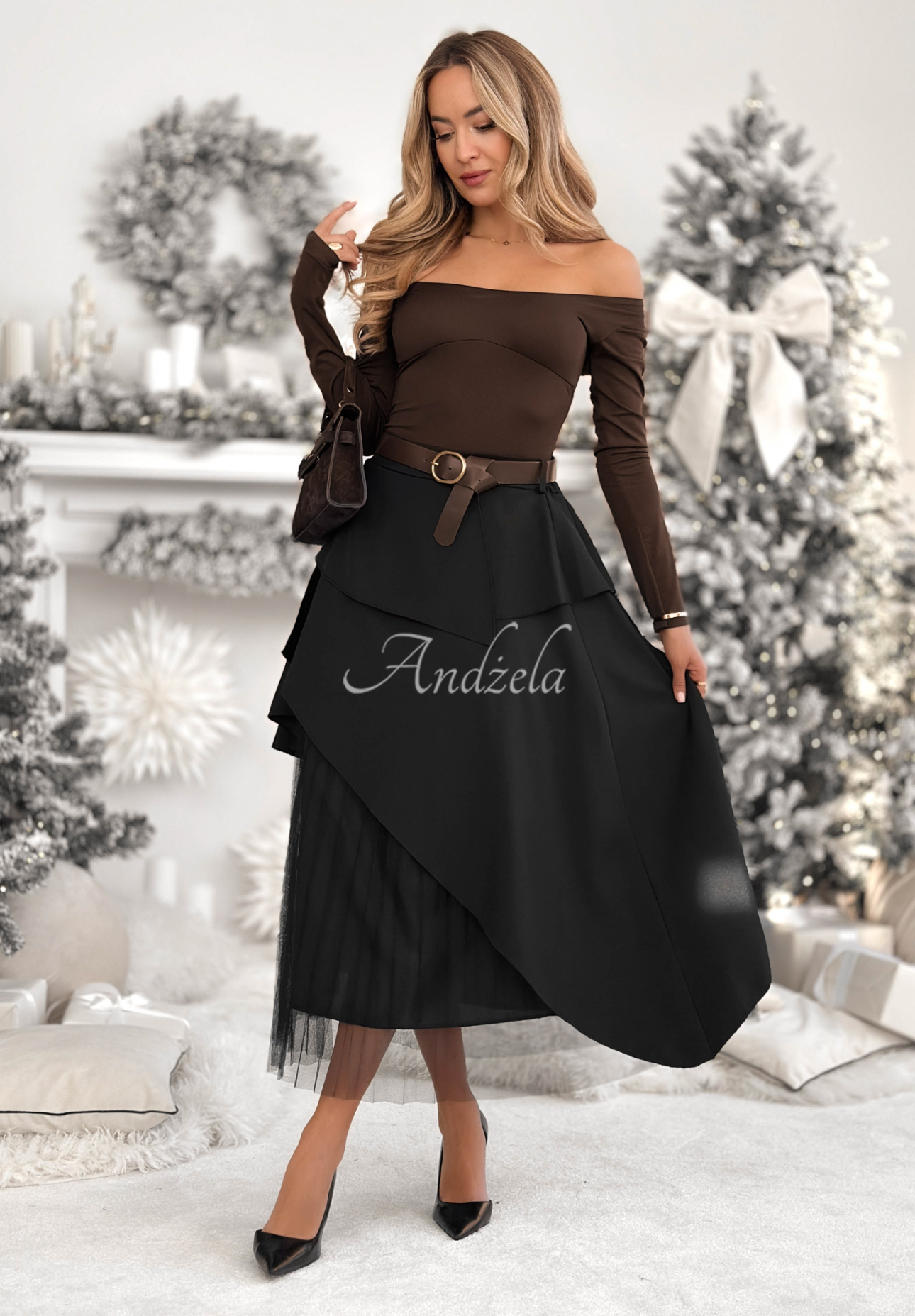 Plisovaná sukně s páskem Change You Wish černá