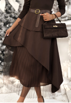 Plisowana Sukně z paskiem Change You Wish čokoládová