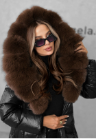 Długa Prošívaná Bunda z futerkiem Winter Time černá