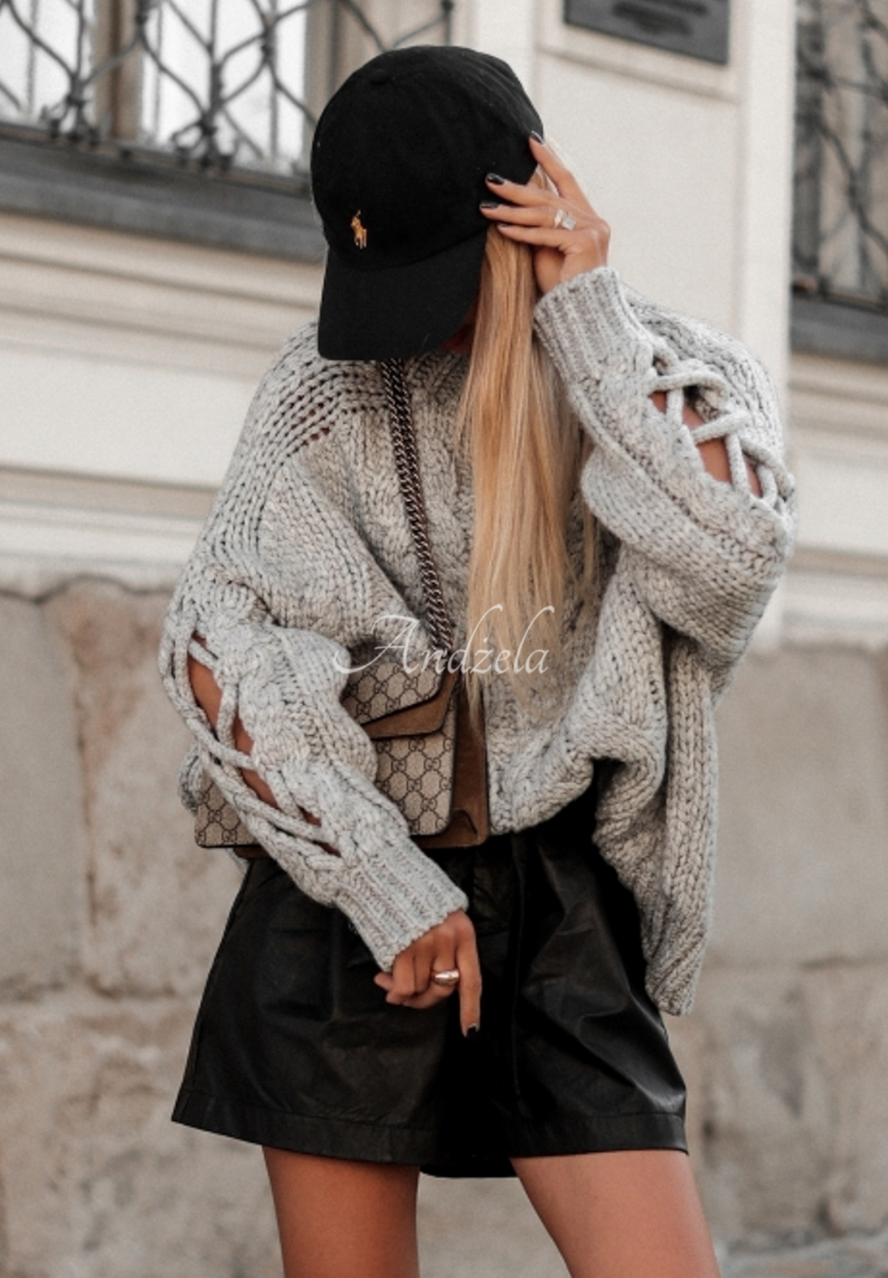 Svetr s ozdobnou vazbou Cocomore Casual Šedá