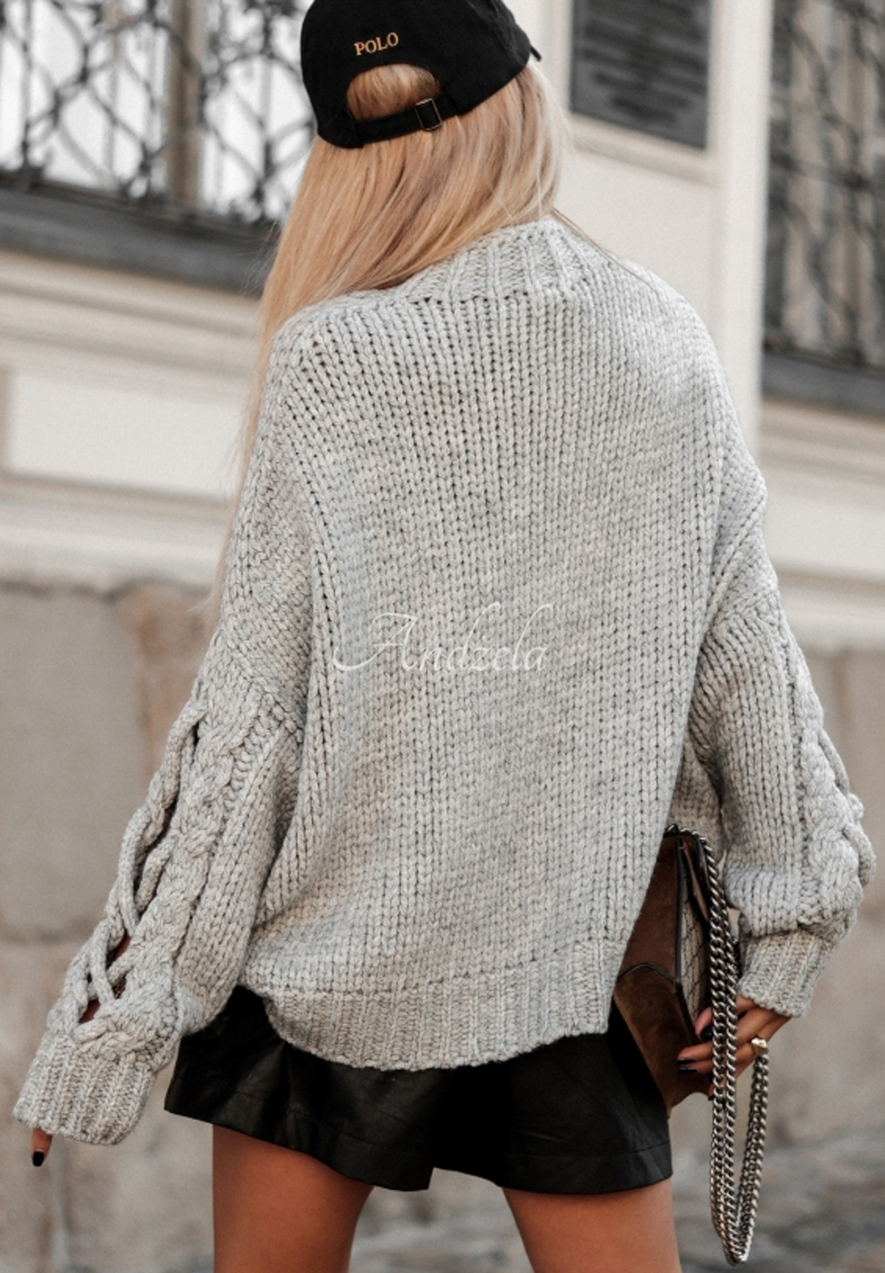 Svetr s ozdobnou vazbou Cocomore Casual Šedá