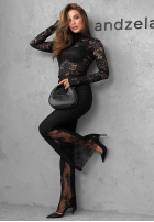 materiálové Kalhoty dzwony z koronką Compliment Me černé