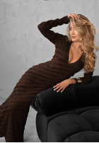 Šaty maxi z falbankami Still Miss You čokoládová