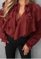 Košile z falbankami Majestic Dreams vínová