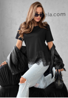 Tričko z koronką Daily Lace Černé