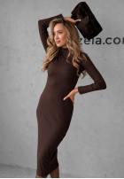 Prążkowana Šaty midi Smile Again čokoládová