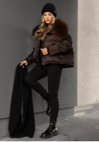 Puchowa Bunda z futerkiem In Your Dreams čokoládová