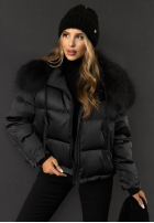 Puchowa Bunda z futerkiem In Your Dreams černá