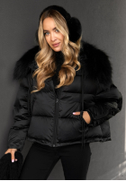 Puchowa Bunda z futerkiem In Your Dreams černá