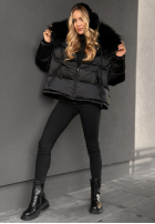 Puchowa Bunda z futerkiem In Your Dreams černá