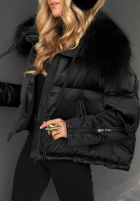 Puchowa Bunda z futerkiem In Your Dreams černá