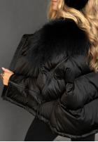 Puchowa Bunda z futerkiem In Your Dreams černá