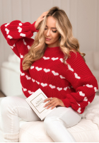 Svetr w serduszka Lots Of Hearts červený