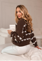 Svetr w serduszka Lots Of Hearts čokoládový