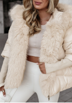 Krátká Prošívaná Bunda z futerkiem Frosty Horizon béžová