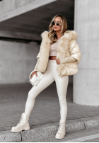 Krátká Prošívaná Bunda z futerkiem Frosty Horizon béžová