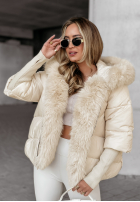 Krátká Prošívaná Bunda z futerkiem Frosty Horizon béžová
