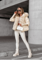 Krátká Prošívaná Bunda z futerkiem Frosty Horizon béžová