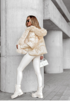 Krátká Prošívaná Bunda z futerkiem Frosty Horizon béžová