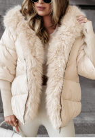 Krátká Prošívaná Bunda z futerkiem Frosty Horizon béžová