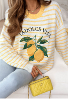 Miękki Svetr w paski La Dolce Vita Lemonita biało-žlutá