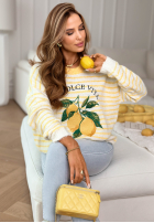 Miękki Svetr w paski La Dolce Vita Lemonita biało-žlutá