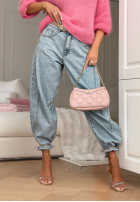 Kalhoty džínové  banana z paskiem Leave A Message světle modré