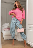 Kalhoty džínové  banana z paskiem Leave A Message světle modré