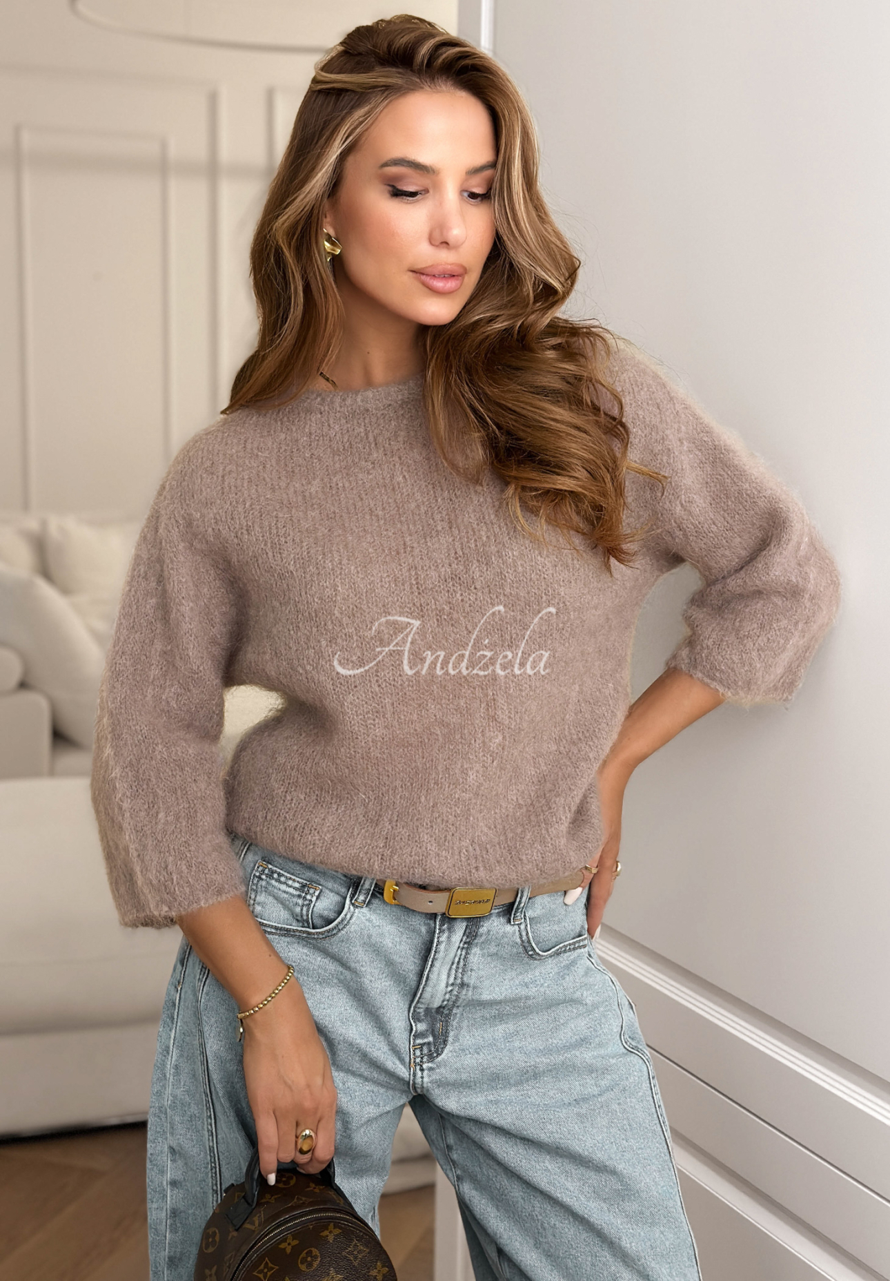 Mohérový svetr Give Me Space Mokka