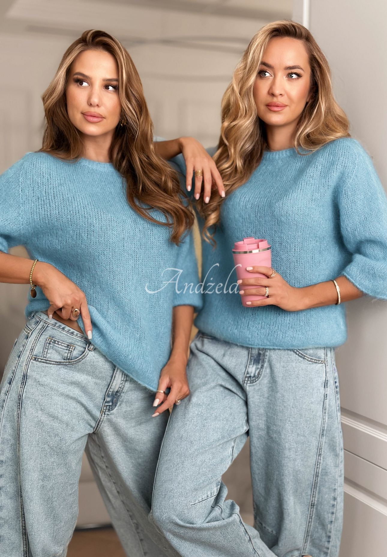 Mohérový svetr Give Me Space modrý