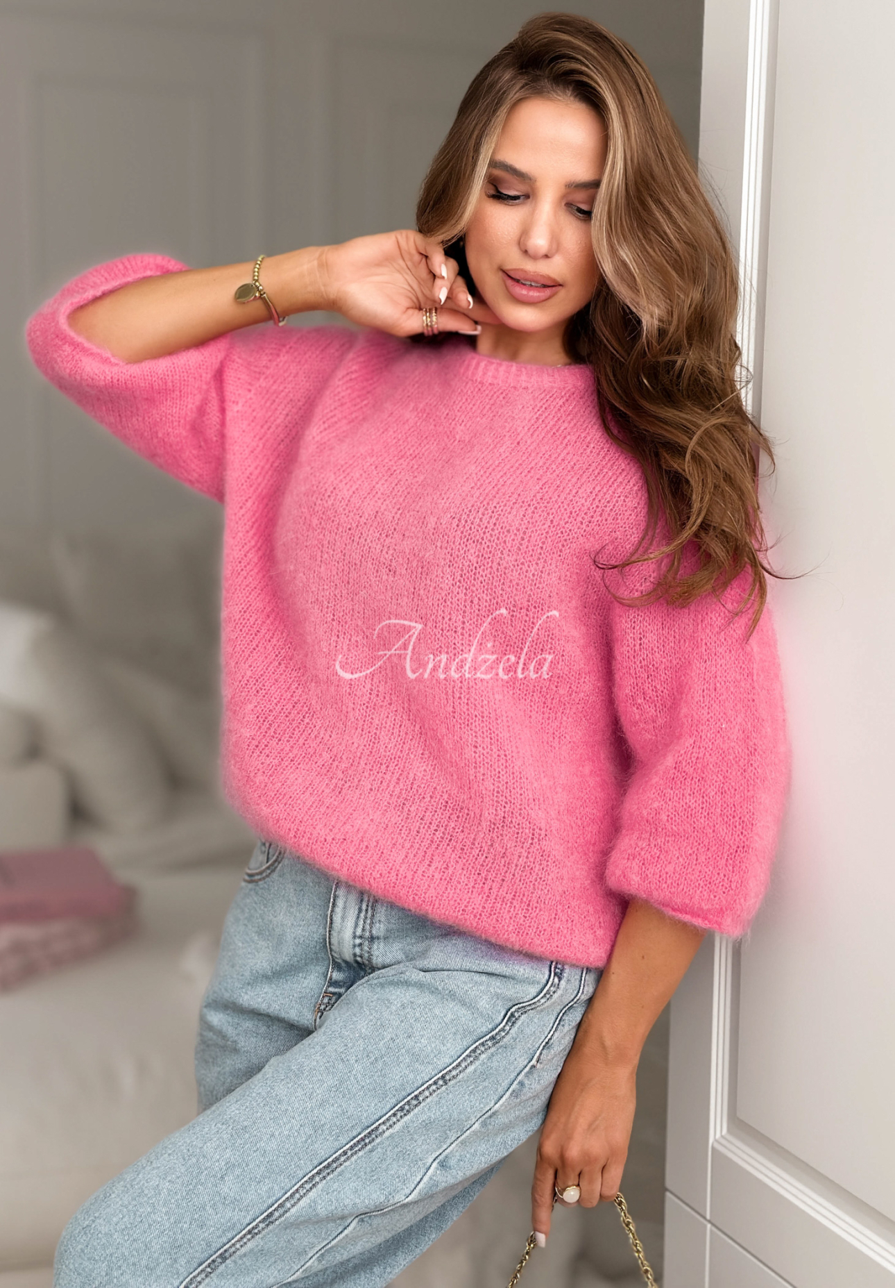 Mohérový svetr Give Me Space růžový