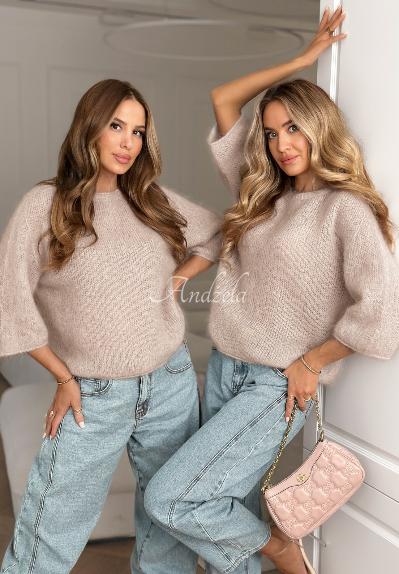 Mohérový svetr Give Me Space béžový