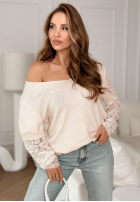 Lehký Svetr z koronką Sun Springs béžový