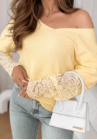 Lehký Svetr z koronką Sun Springs žlutá