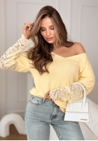 Lehký Svetr z koronką Sun Springs žlutá