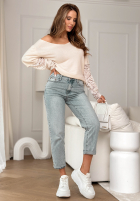 Kalhoty džínové  mom fit z paskiem Before I Go