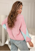 Miękki Svetr w romby In Your Dreams różowo-modrý