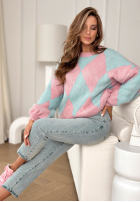 Miękki Svetr w romby In Your Dreams różowo-modrý