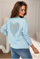 Lehký Svetr z ażurowym sercem From The Heart blankytný