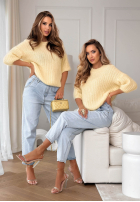 Moherowy Svetr na krótki rękaw z wełną On Airplane žlutá