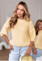 Moherowy Svetr na krótki rękaw z wełną On Airplane žlutá