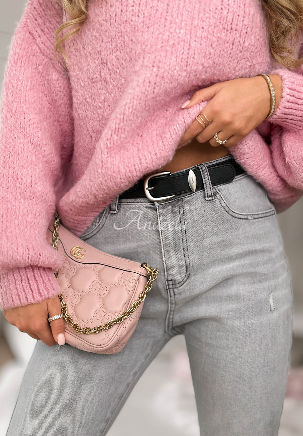 Džíny loose fit s páskem Not Even Close šedé