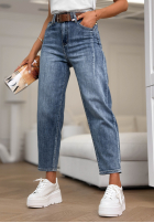 Kalhoty džínové  mom fit z paskiem Are You Sure modré