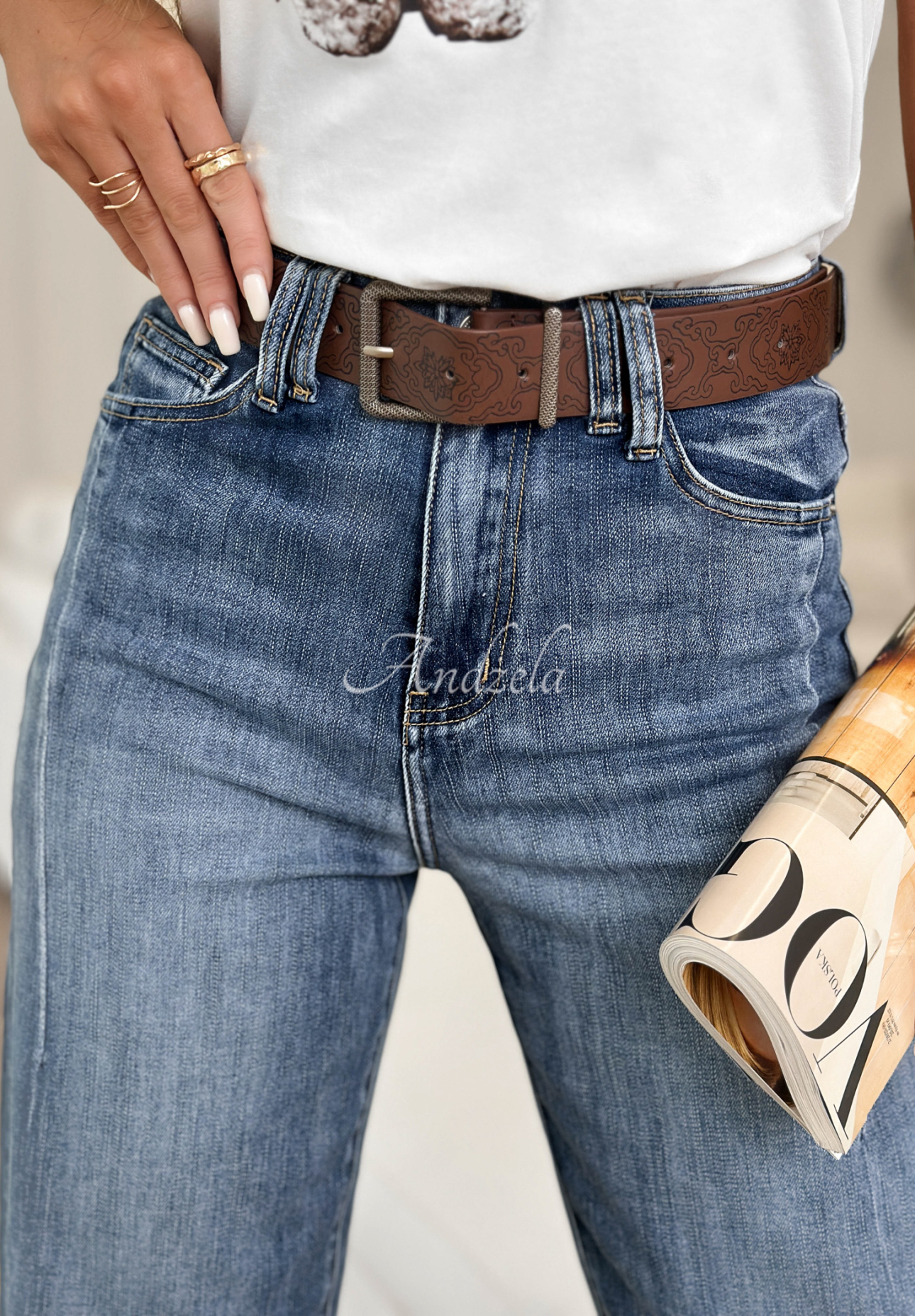 Mom fit džíny s páskem Are You Sure modré