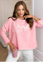 Halenka z napisem Flowers & Love pudrová růžová