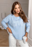 Halenka z napisem Flowers & Love modrá